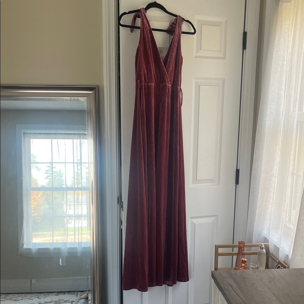 Lulus Pink/Mauve Velvet Maxi Dress in Burgundy